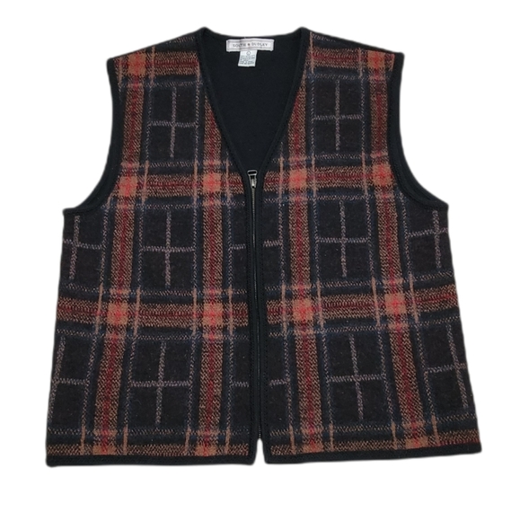 South Dudley Jackets & Blazers - South Dudley Full Zip‎ Wool Plaid Vest Size L